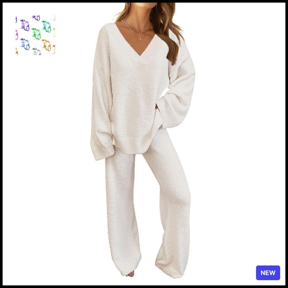 Fuzzy Fleece Pajama Set Loungewear Oversized Chic Winter Cozy Matching Outfit